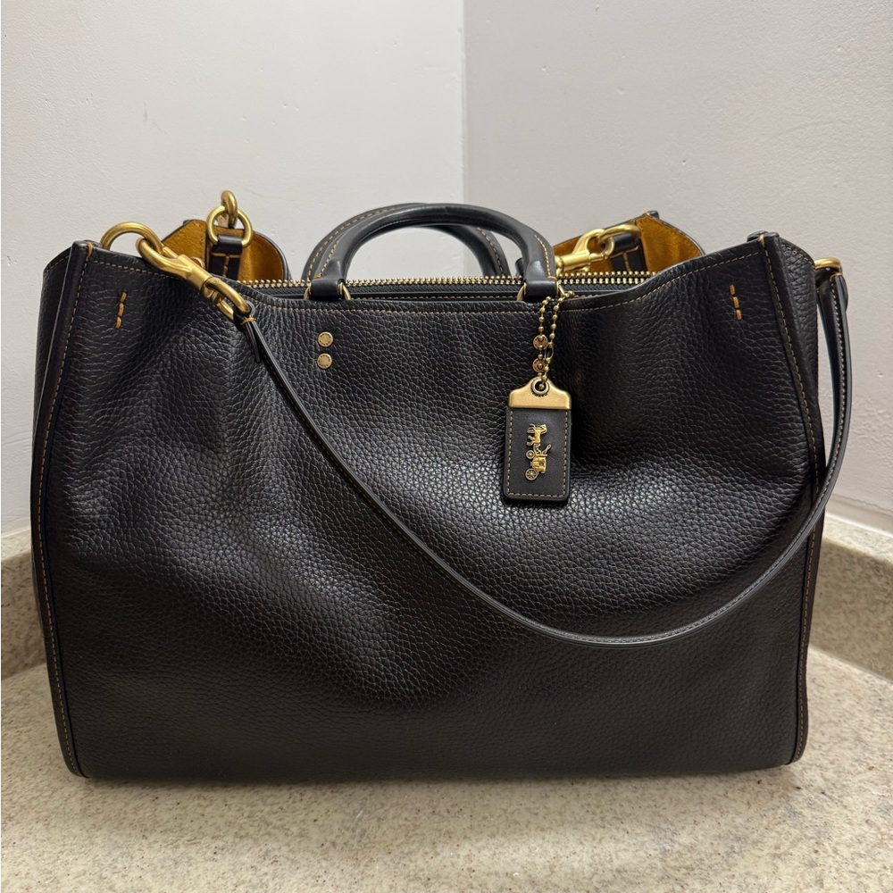 Coach Rogue 39 in Black Regenerative Pebbled Leather